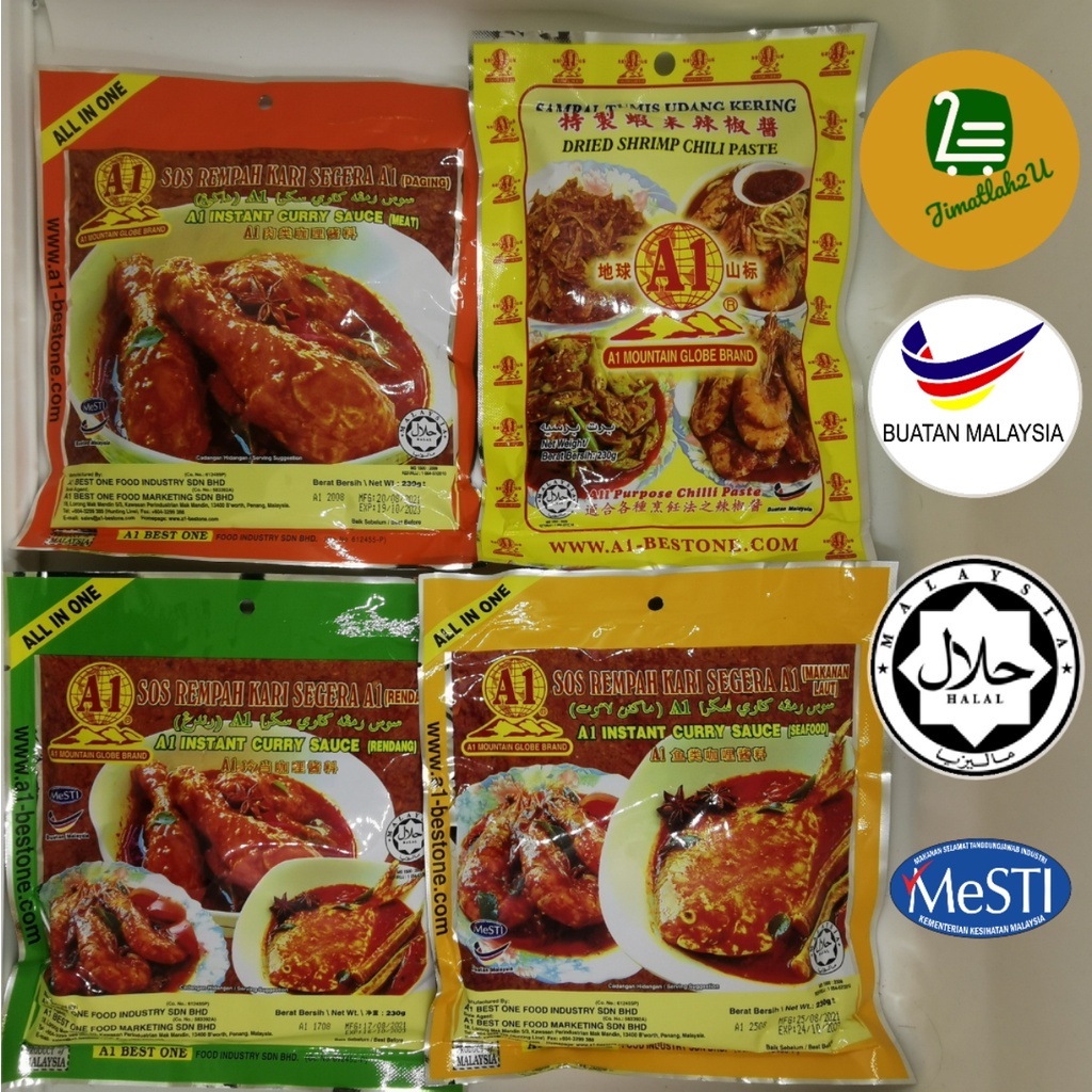 Best One A1 Mountain Globe Brand Instant Curry Sauce/Paste Meat/Seafood/Rendang/Sambal Tumis/咖喱酱料