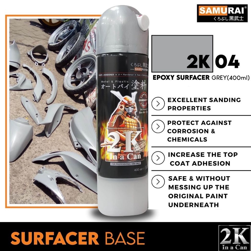 Samurai Paint Epoxy Primer Surfacer Spray 2K04P 2K04 Plastic Metal Besi