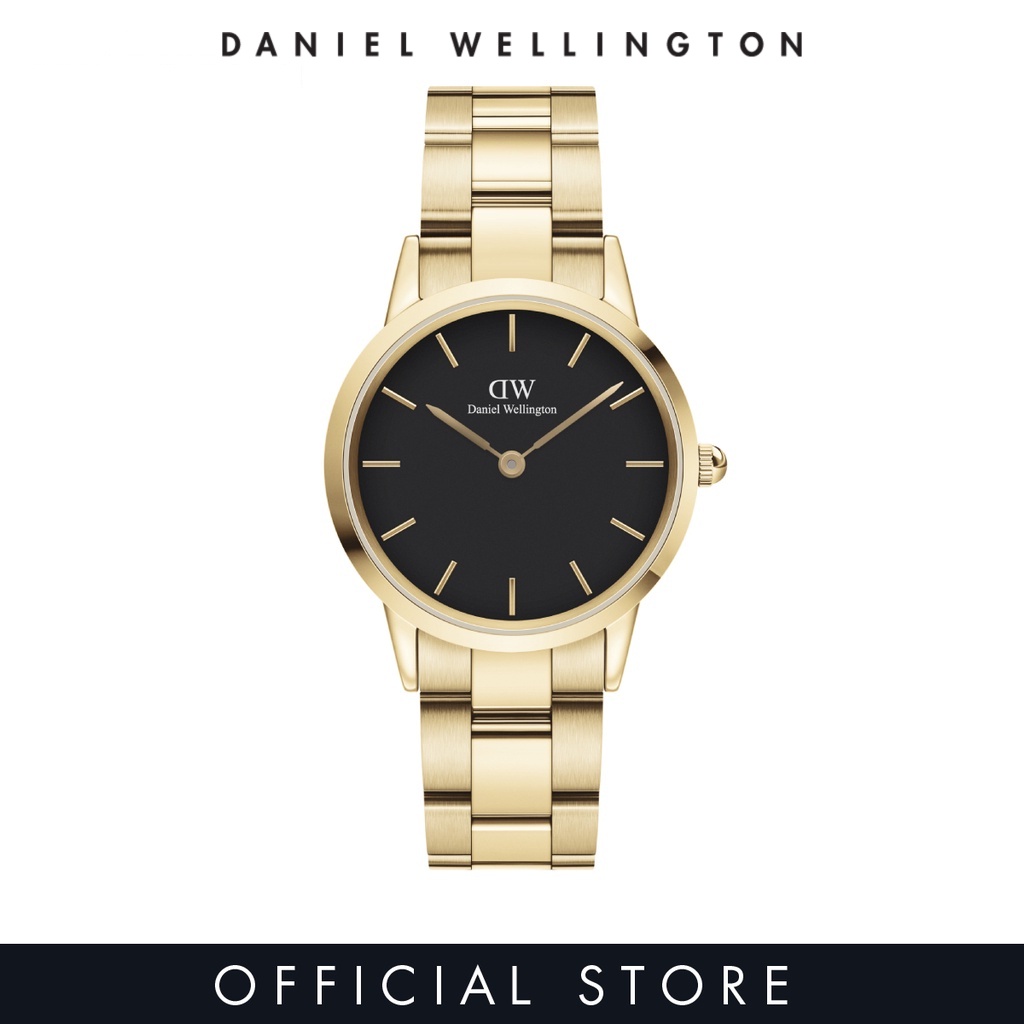 [2 Years Warranty] Daniel Wellington Iconic Link 28/32mm Gold watch with Black Dial - DW Watch for Women - Fashion Watch - DW Official - Authentic