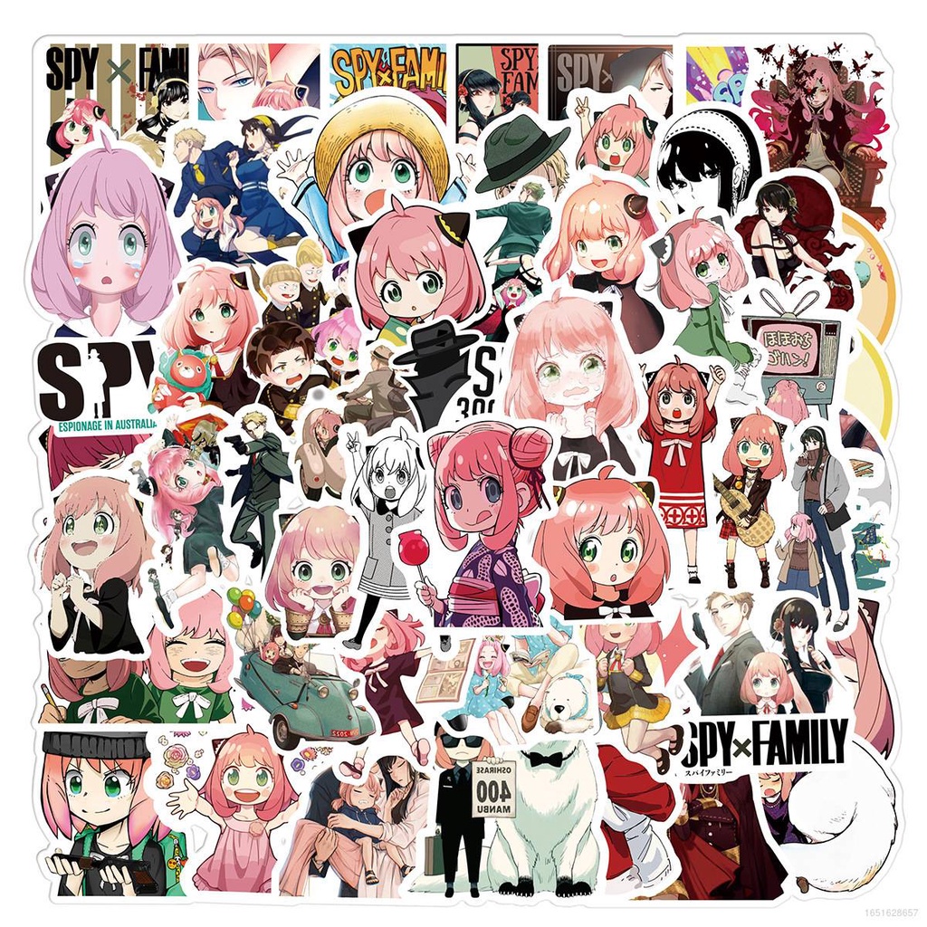 Cute 100pcs SPY x FAMILY Sticker Anime Anya Yor Loid Journal Planner Suitcase Case Notebook Computer Stickers