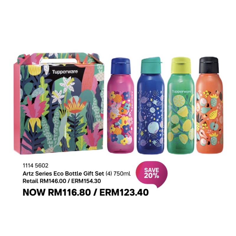 Tupperware Artz Series Eco Bottles (Gift Set)