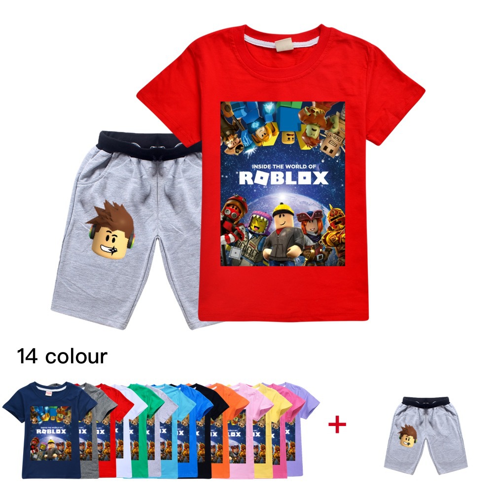 In Stock Roblox Cartoon 2pcs Set Cute Baby Boy Suit Short Sleeve T Shirt Shorts Kids Tops Boys Girls Cotton T Shirt Shopee Malaysia - cute roblox baby boy
