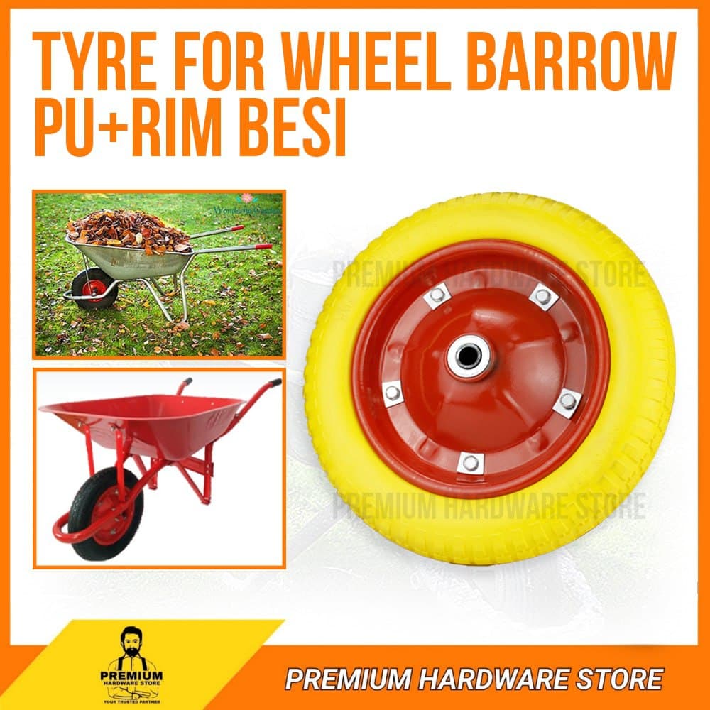 Heavy Duty Tayar Mati Kereta Sorong Tolak Roda 13 X 3 Pvc Wheel Barrow Wheelbarrow Nylon Tyre 6013