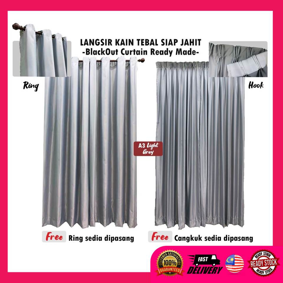 Blackout /ready Made Curtain !!! Langsir Kain Tebal Siap Jahit { Free ...