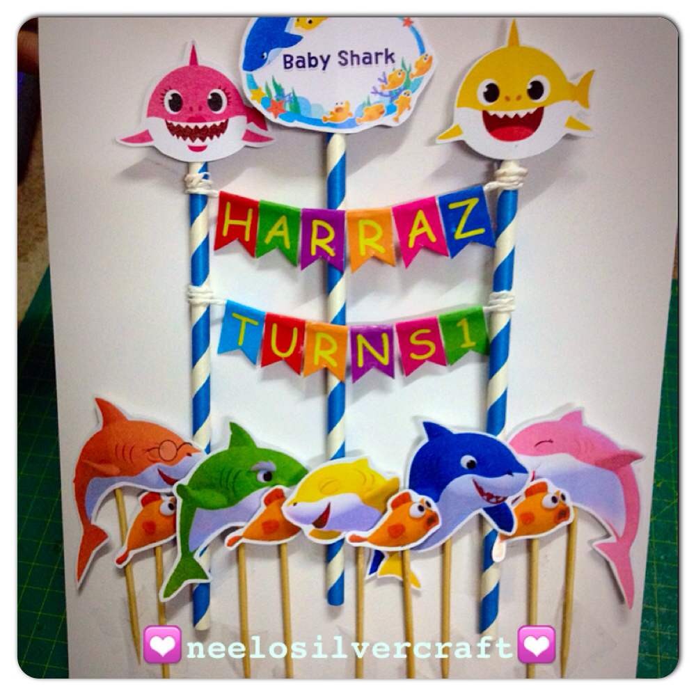 Happy Birthday Baby Shark Cake Topper Printable