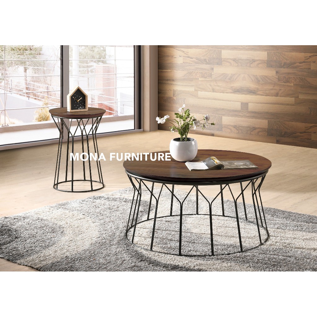 Mona F Free Shipping Big Size Coffee Table With Metal Leg Meja Kopi Bulat Meja Kopi Round Coffee Table Coffee Shopee Malaysia