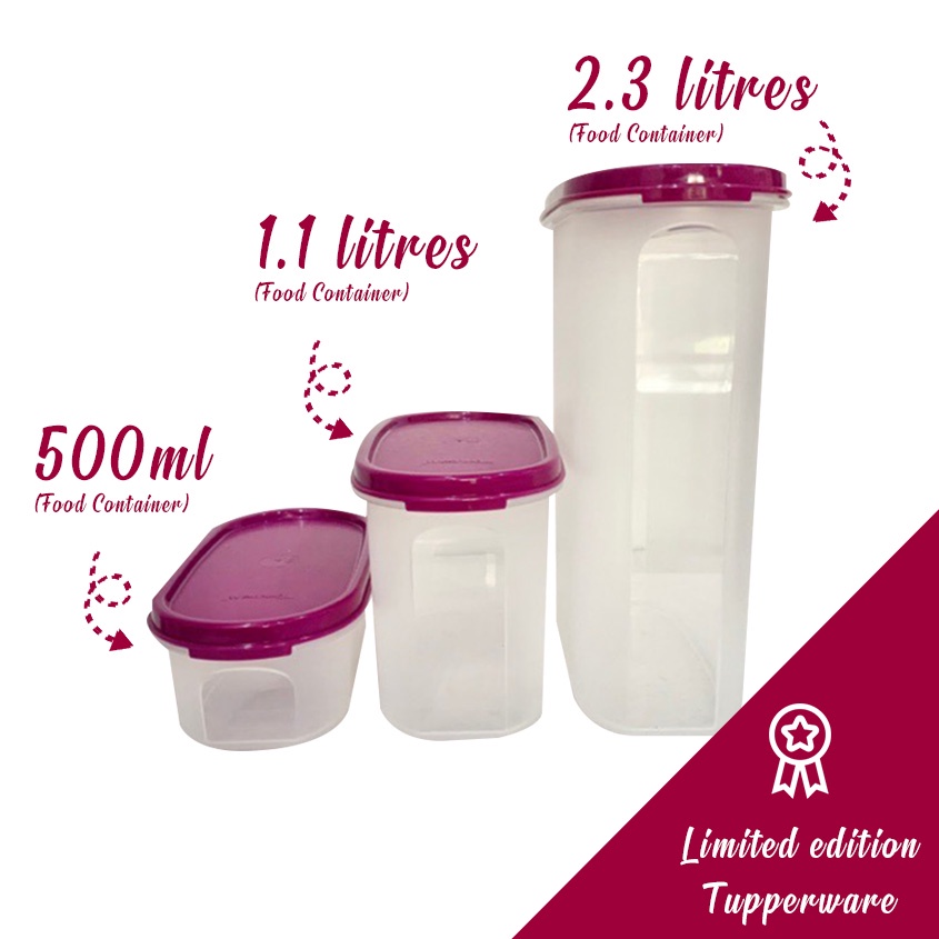 Tupperware Modular Mates Ovals (500ml/1.1L/1.7L/2.3L) Maroon Container food box lunch storage fridge