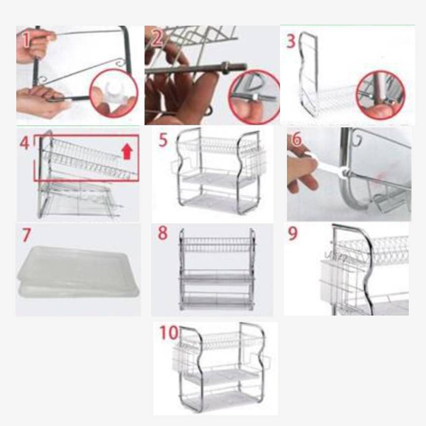 3 Layer Dish Drying Rack Kitchen Washing Holder Basket Stainless Knife Sink Dish Drain Rack
