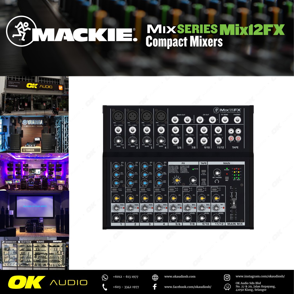 Mackie Mix12FX 12 Channel Compact Analog Mixer With Effect Mixing