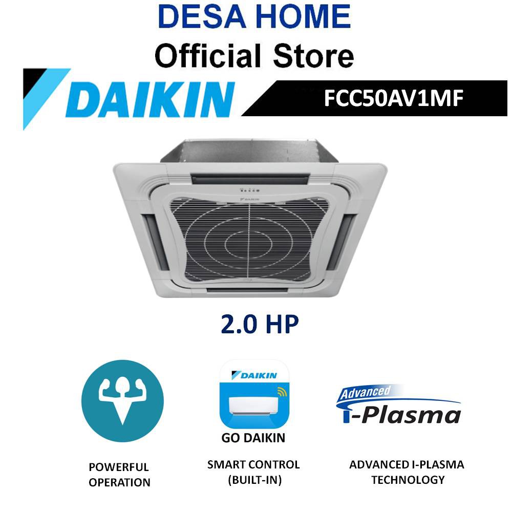 [FREE DELIVERY] DAIKIN FCC50AV1MF 2.0HP NON INVERTER CEILING CASSETTE  AIR COND WITH SMART CONTROL
