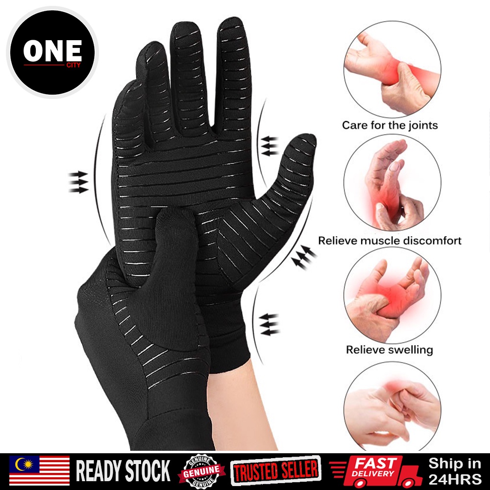 Copper Fiber Therapy Compression Glove Hand Arthritis Joint Pain Relief Full Finger Therapy Gloves