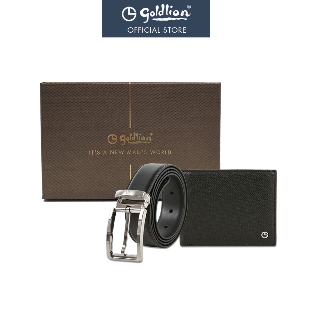 Goldlion Genuine Leather Wallet & Leather Pin Belt Gift Set Black Shopee Malaysia