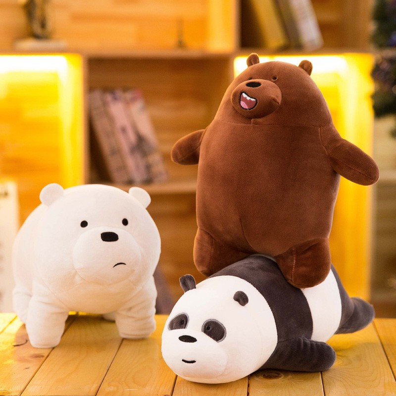 30CM/50CM We Bare Bears Stuffed Toy Ice Bear Grizzly 3 Styles car