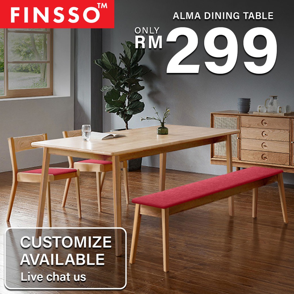 FINSSO: ALMA Japanese Style Solid Rubber Wood Dining Set