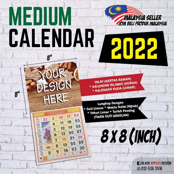 Calendar 22 Medium Saiz 8 Inci Shopee Malaysia