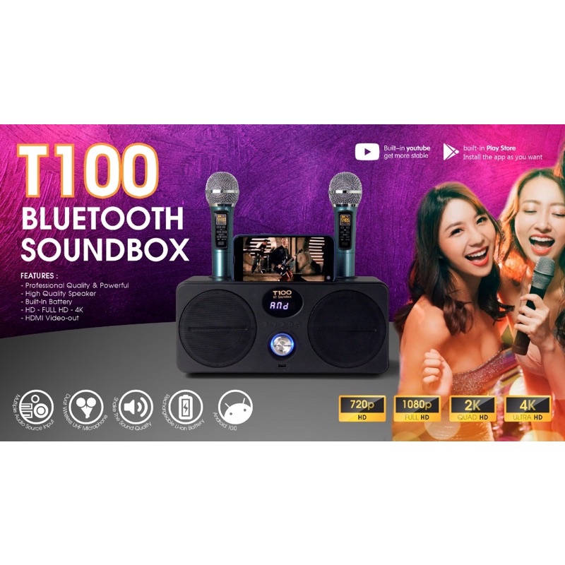 T100 Bluetooth karaoke soundbar Shopee Malaysia