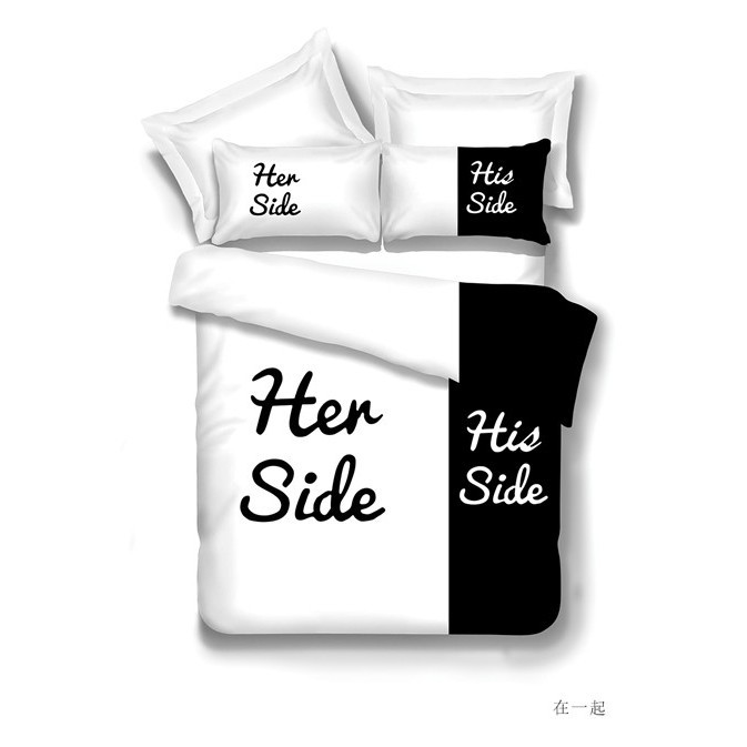 Promotion 3pcs 4pcs Black White Bedding Sets Couples Duvet