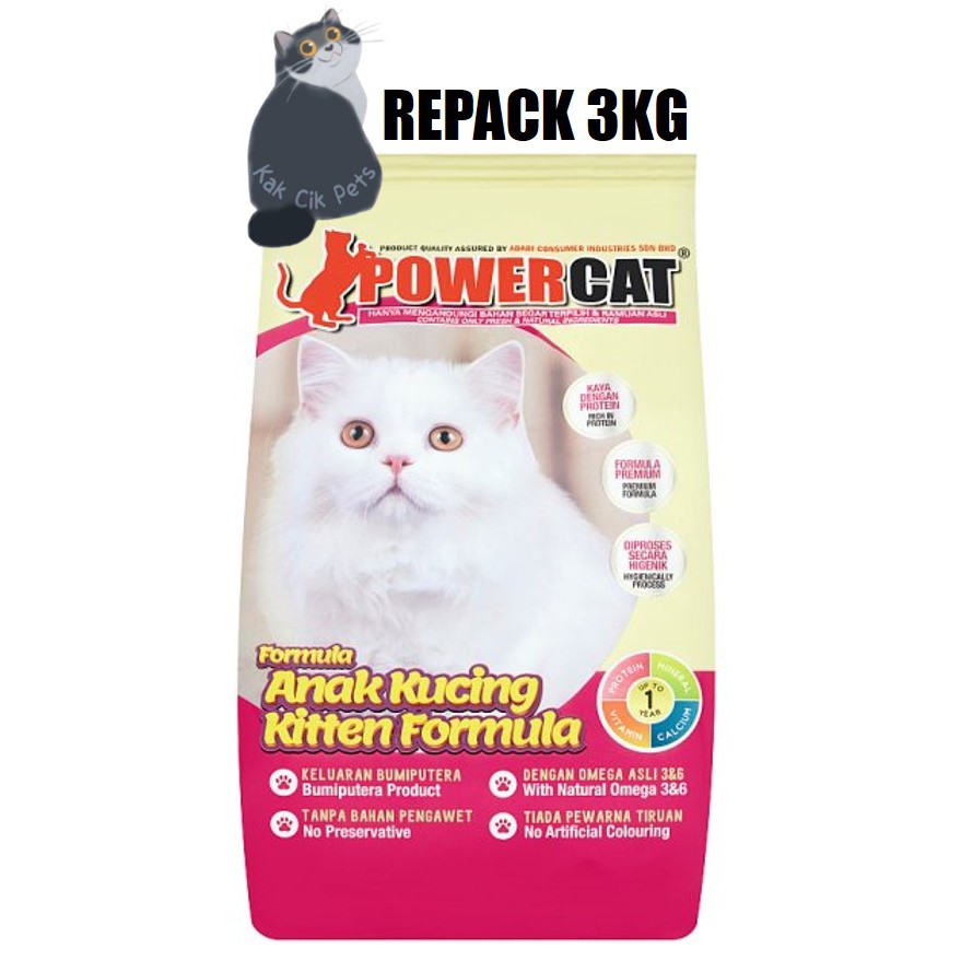 POWERCAT KITTEN FORMULA ANAK KUCING REPACK 3KG Shopee Malaysia