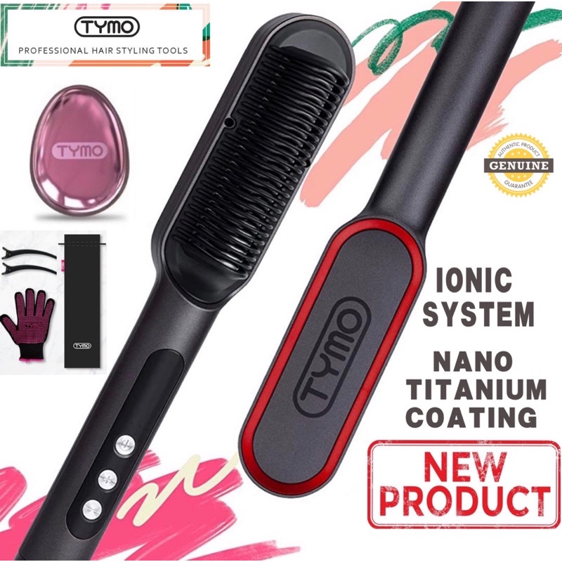 TYMO RING PLUS Ionic Hair Straightener Comb Authentic Hair Straightening Brush & Iron Nano Titanium Coating Hair Tools