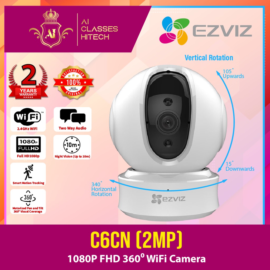 Ezviz C6CN 1080p 360° CS-CV246 A0-1C2WFR 2mp HD Wireless View Pan and ...