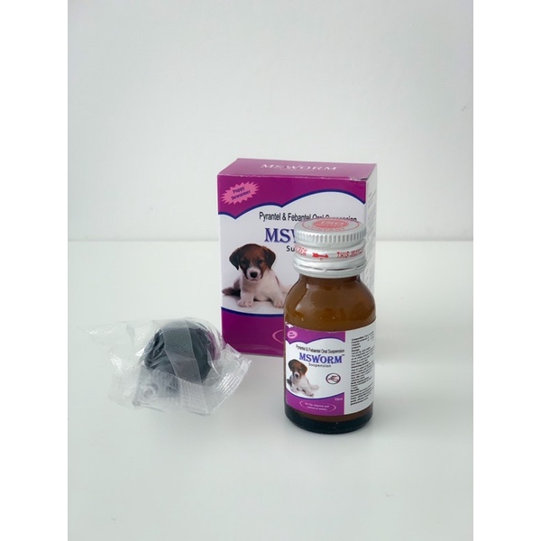 MSWORM Suspension 15ml Deworm Medicine For Puppy Pyrantel & Febantel Oral Suspension Dewormer