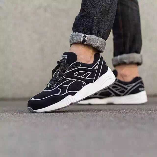 puma trinomic black and white