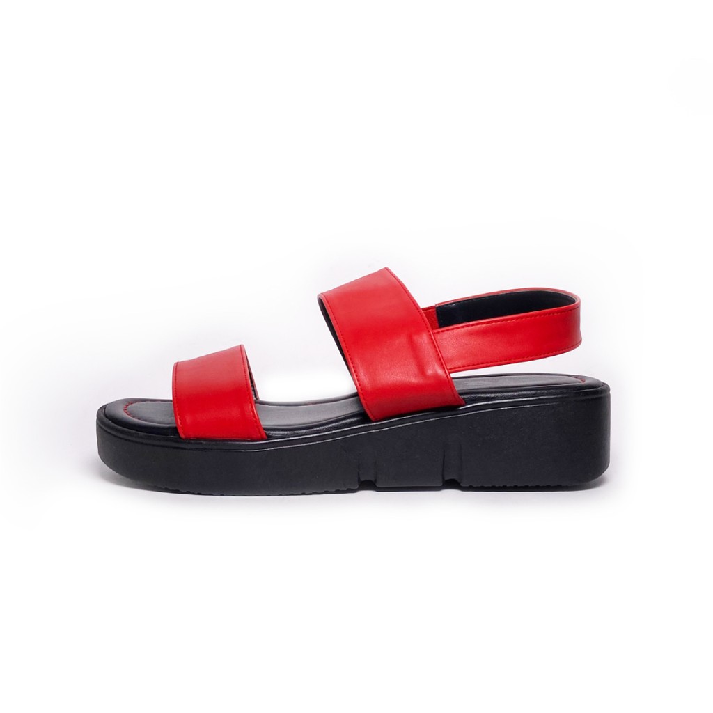 red 2 strap sandals