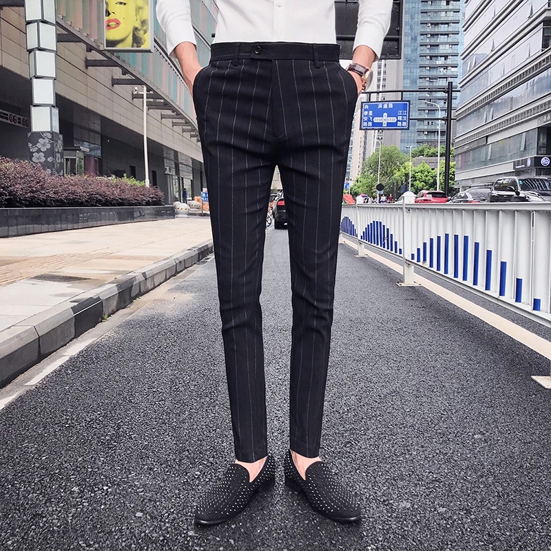 mens skinny striped trousers