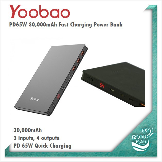 Yoobao PD65W 3 Inputs 4 Outputs 65W Quick Charging PD 30,000mAh Power ...