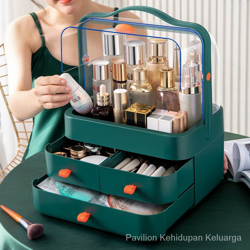 [READY STOCK] PKK Portable Makeup and Skin Care Storage Box Dustproof Multifunctional Makeup Storage Box mini drawer storage box Desktop Organizer Box Portable Makeup Box Cosmetics Storage Box Modern Makeup Box Makeup Box Cosmetic Makeup Storage Box