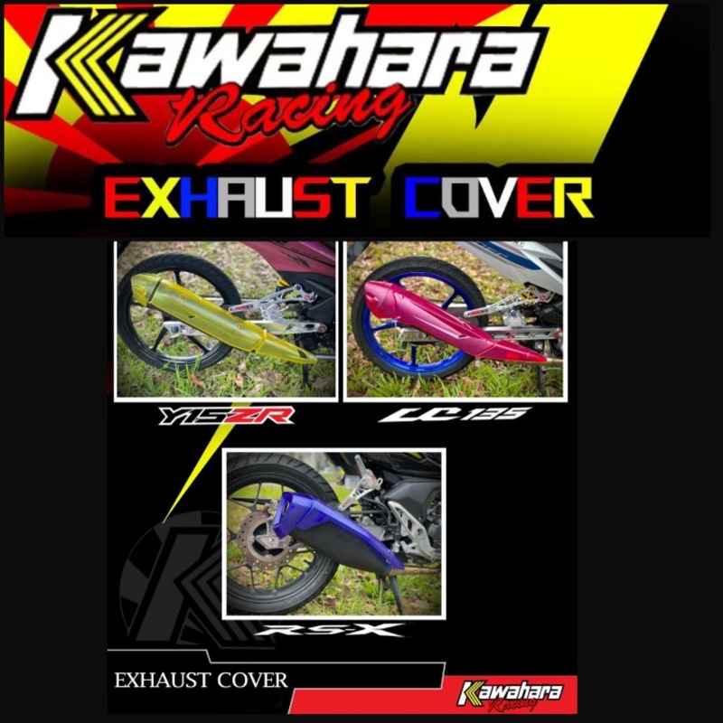 Y15ZR RSX150 LC135 V5 KAWAHARA TRANSPARENT EXHAUST COVER MUFFLER COVER EXZOS COVER Y15 LC V5 V6