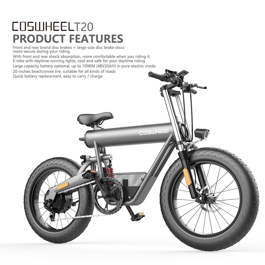 Coswheel T20 E-Bike /500W lithium battery off-road electric bicycle power scooter beach mountain bike motorcycle