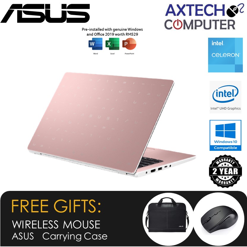 Asus E410M-ABV1204TS 14'' HD Laptop Rose Gold ( Celeron N4020, 4GB, 256GB  SSD, Intel, W10, HS ) | Shopee Malaysia