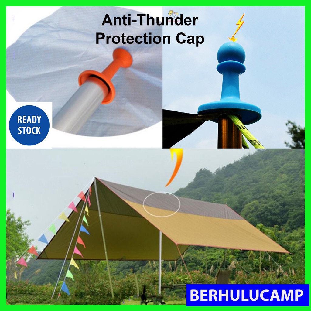 4pcs Camping Tent Lightning Proof Cap Outdoor Anti Thunder Protection Cap Pole Awning Rod Flysheet