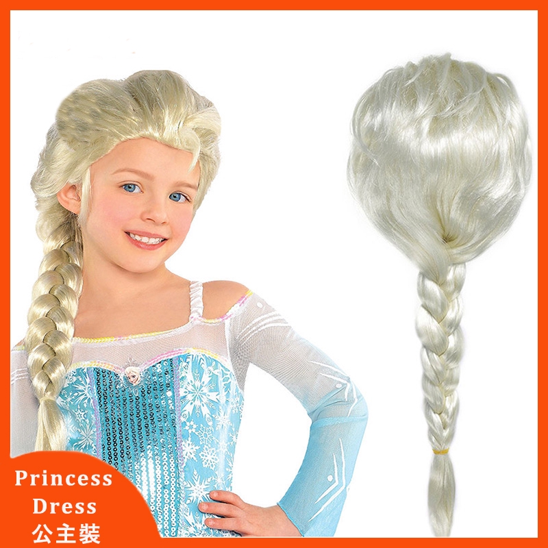Princess Snow Queen Elsa Anna Wig Blonde Costume Wigs Synthetic Girls Frozen Wig For Kids