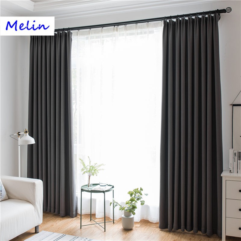 Modern Grey Curtains For Living Room / Modern Simple Polyester Cotton