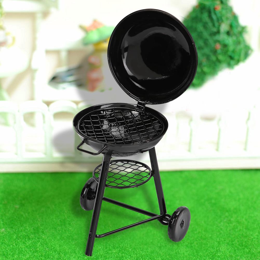 Dollhouse Miniatures 1 12 Scale Miniature Round Glossy Black Charcoal Grill - black white dollhouse dress roblox