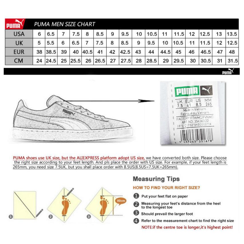 puma foot measurement