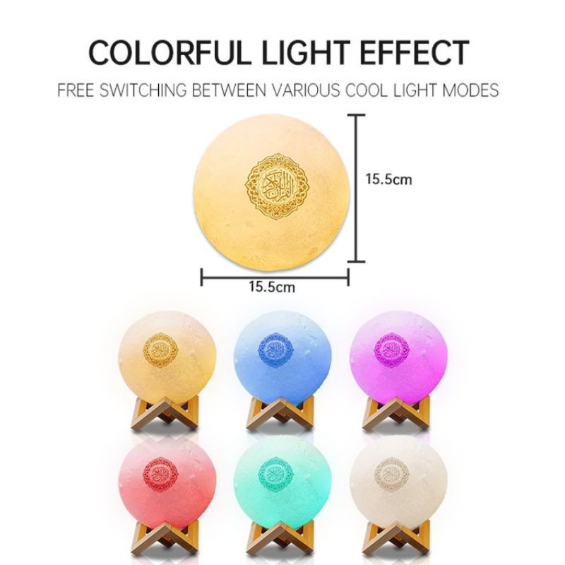 SQ168 Quran Bluetooth Speakers Remote Control LED Nigt Moon Lamp Quran