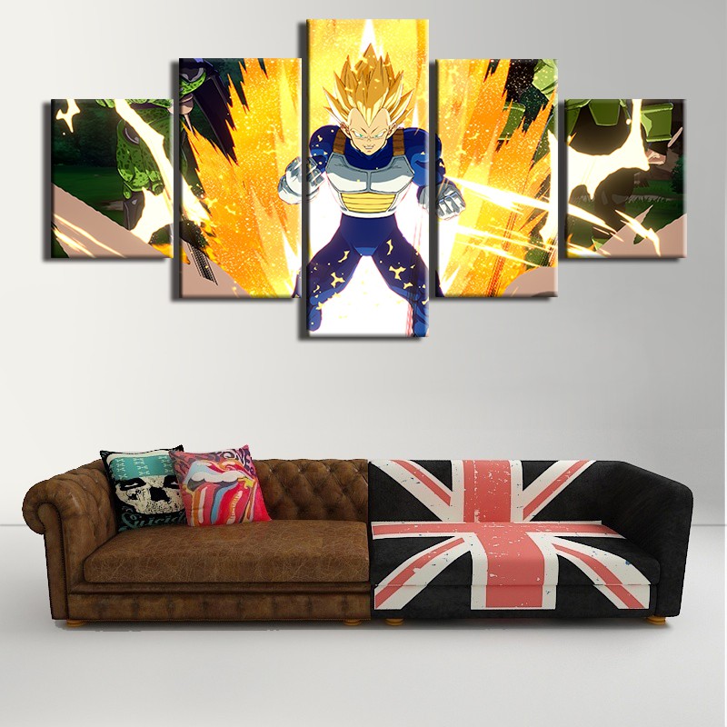 5 Panels Wall Art Canvas Painting Dragon Ball Z Vegeta Anime Poster Home Decor