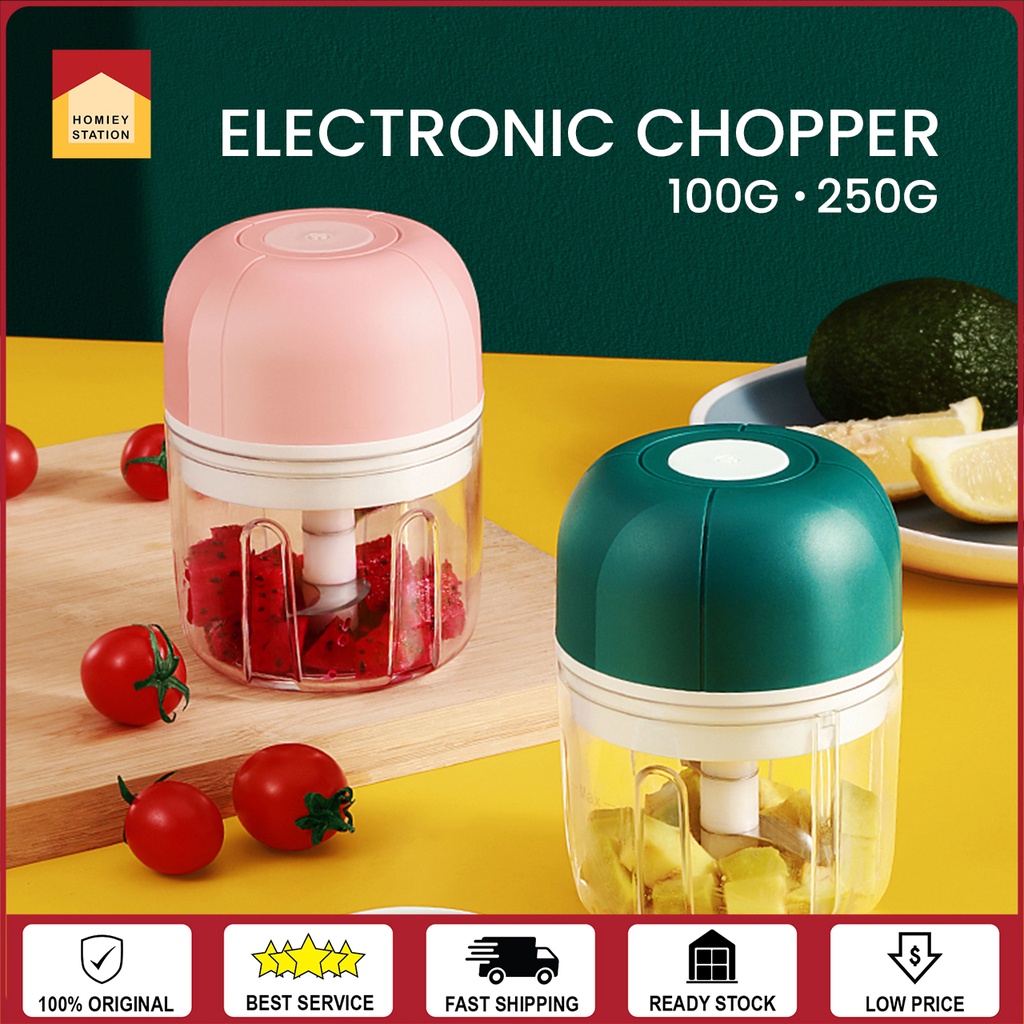 100ml/250ml Wireless Electronic Chopper Mini Food Blender Masher Meat Grinder Slicer Mincer Blender Pencincang Pengisar