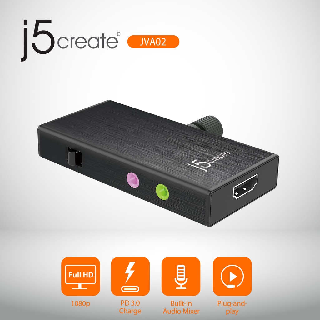j5create JVA02 Kad tangkapan /1080P HDMI to TypeC Live Capture Adapter