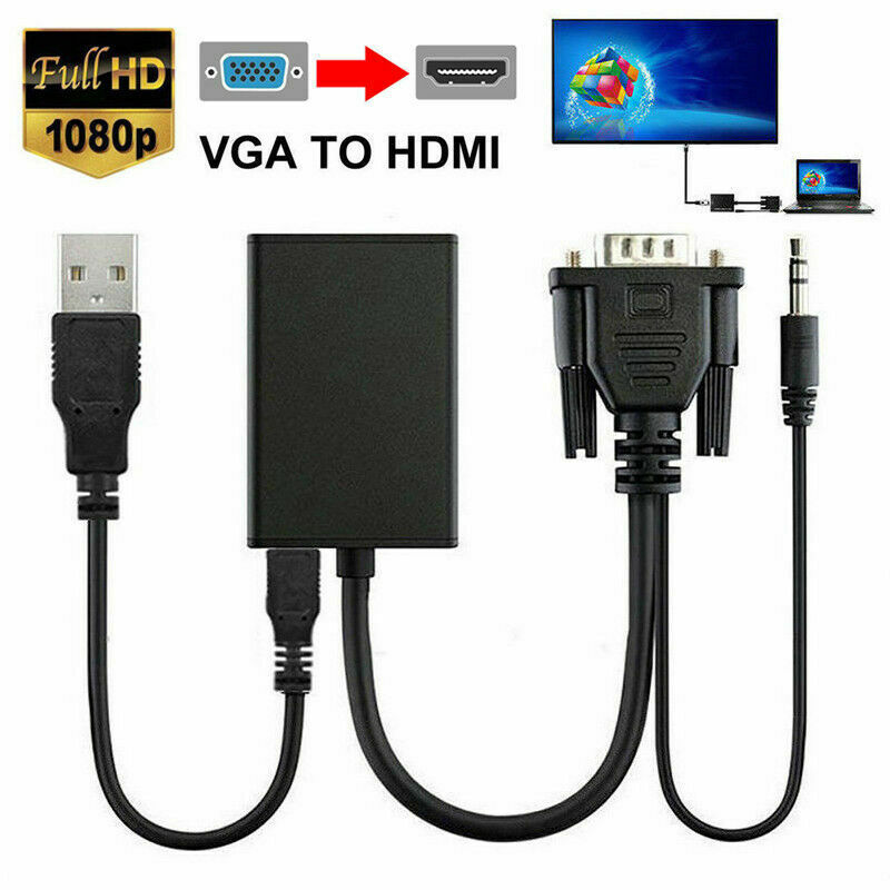[Ready Stock] VGA Male to HDMI Female Video Converter Adapter 1080P
