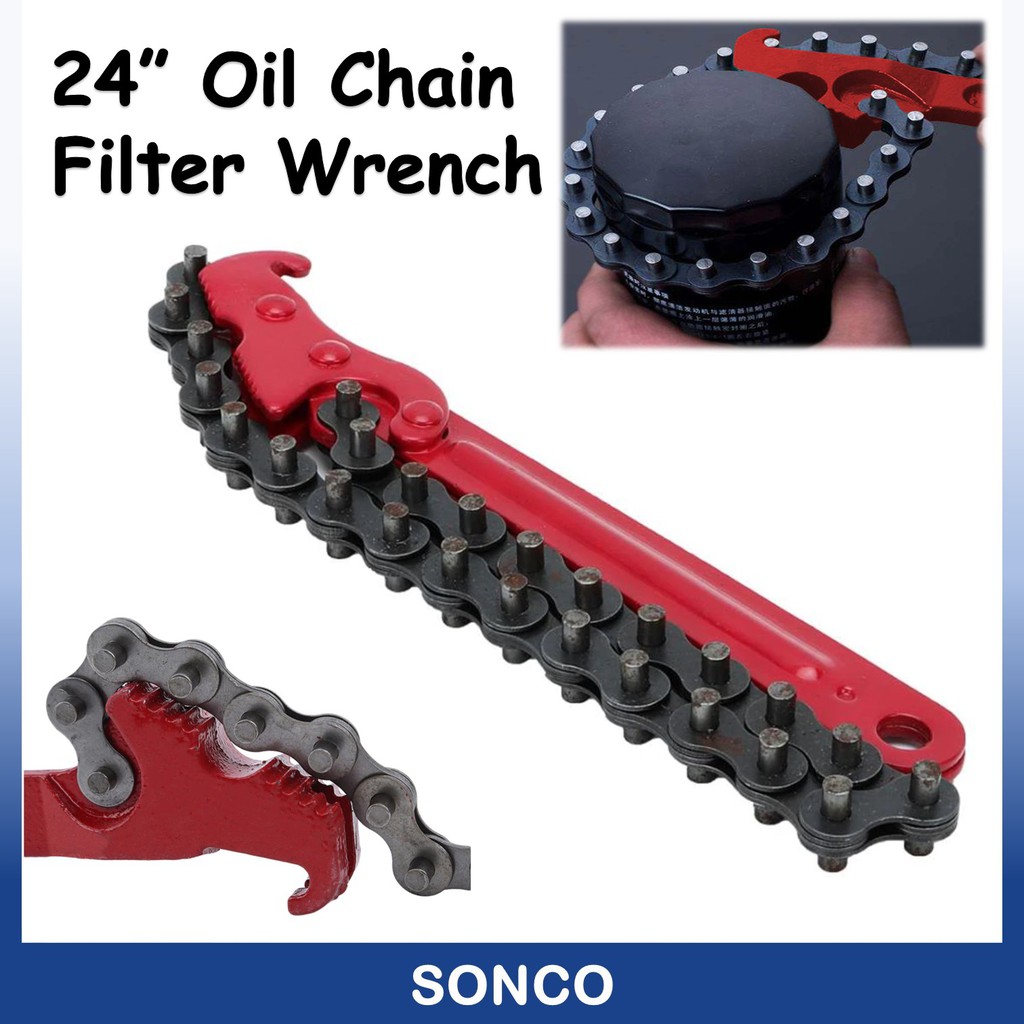 HEAVY DUTY 9Inch OIL FILTER WRENCH ADJUSTABLE CAR VAN CHAIN REMOVAL SPANNER TOOL 