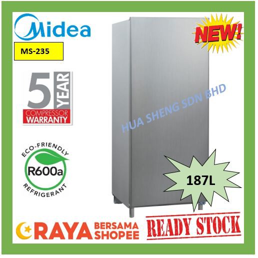 Midea Single Door Refrigerator Ms 235 187l Shopee Malaysia