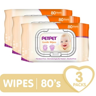 Image of PETPET Baby Wipes 80's x 3 Packs