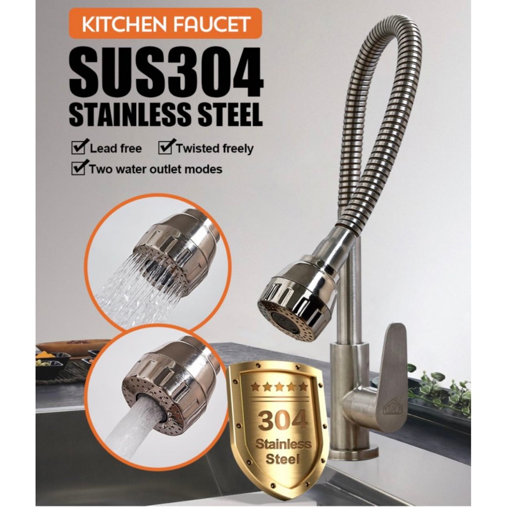 L Mall SUS304 StainlessSteel Kitchen Faucet Flexible ...