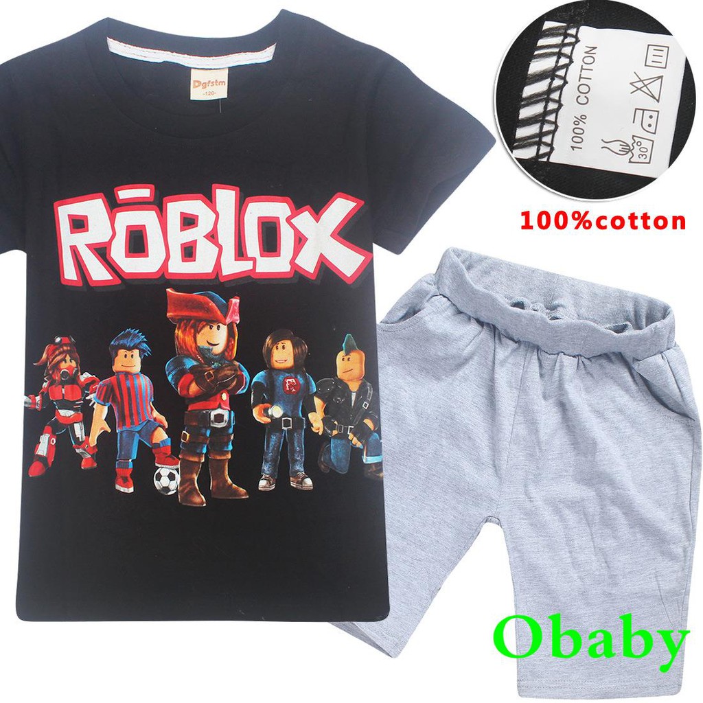 Cotton Big Boy T Shirt E Commerce Boy Short Sleeve Pants Suit Roblox Child 83 Shopee Malaysia - e boy roblox outfits