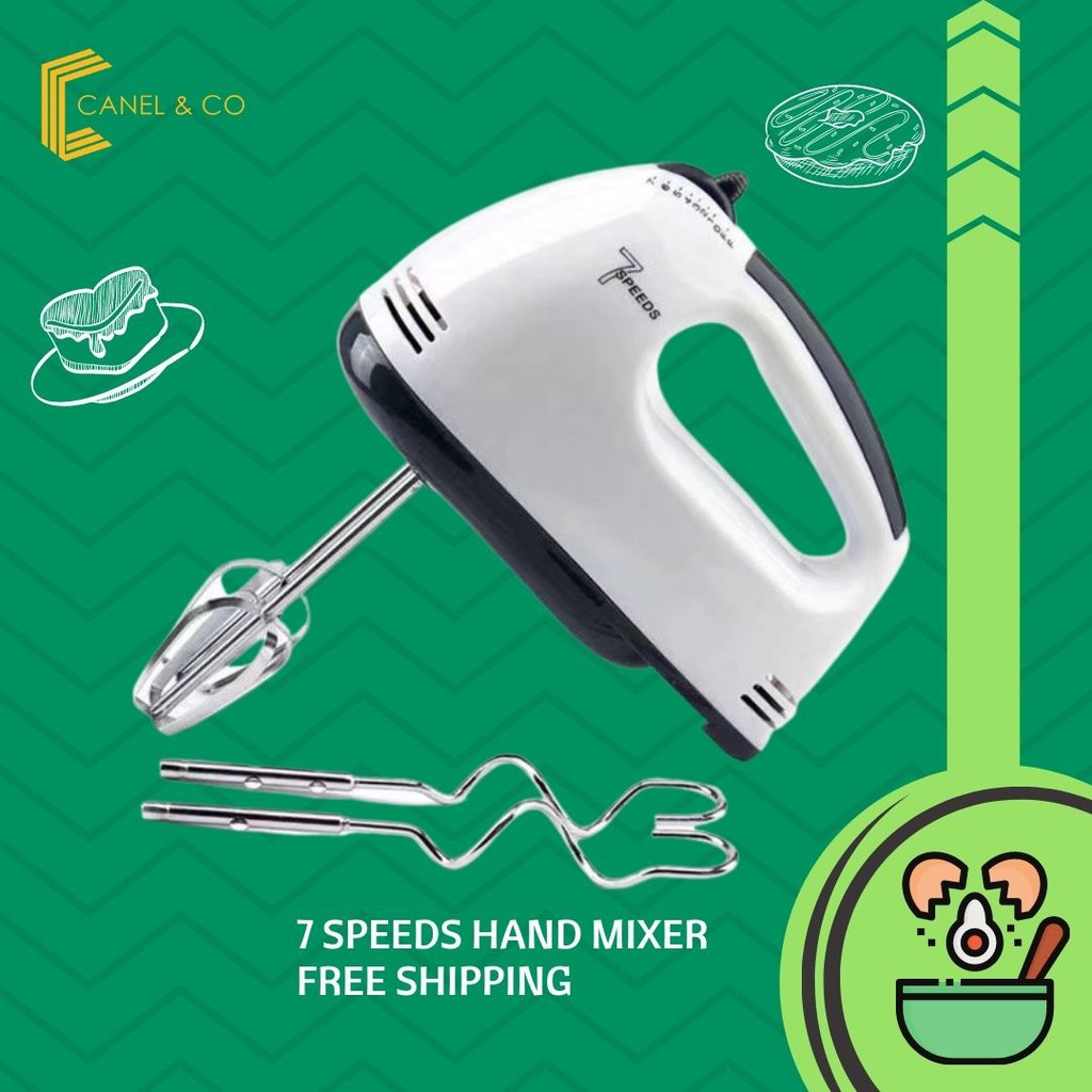 [7 Speed] Electric Hand Mixer Egg Beater Baking Whisk Mesin Pengadun Tepung Food Bancuh Telur Blender Mix Cake Kek Stand