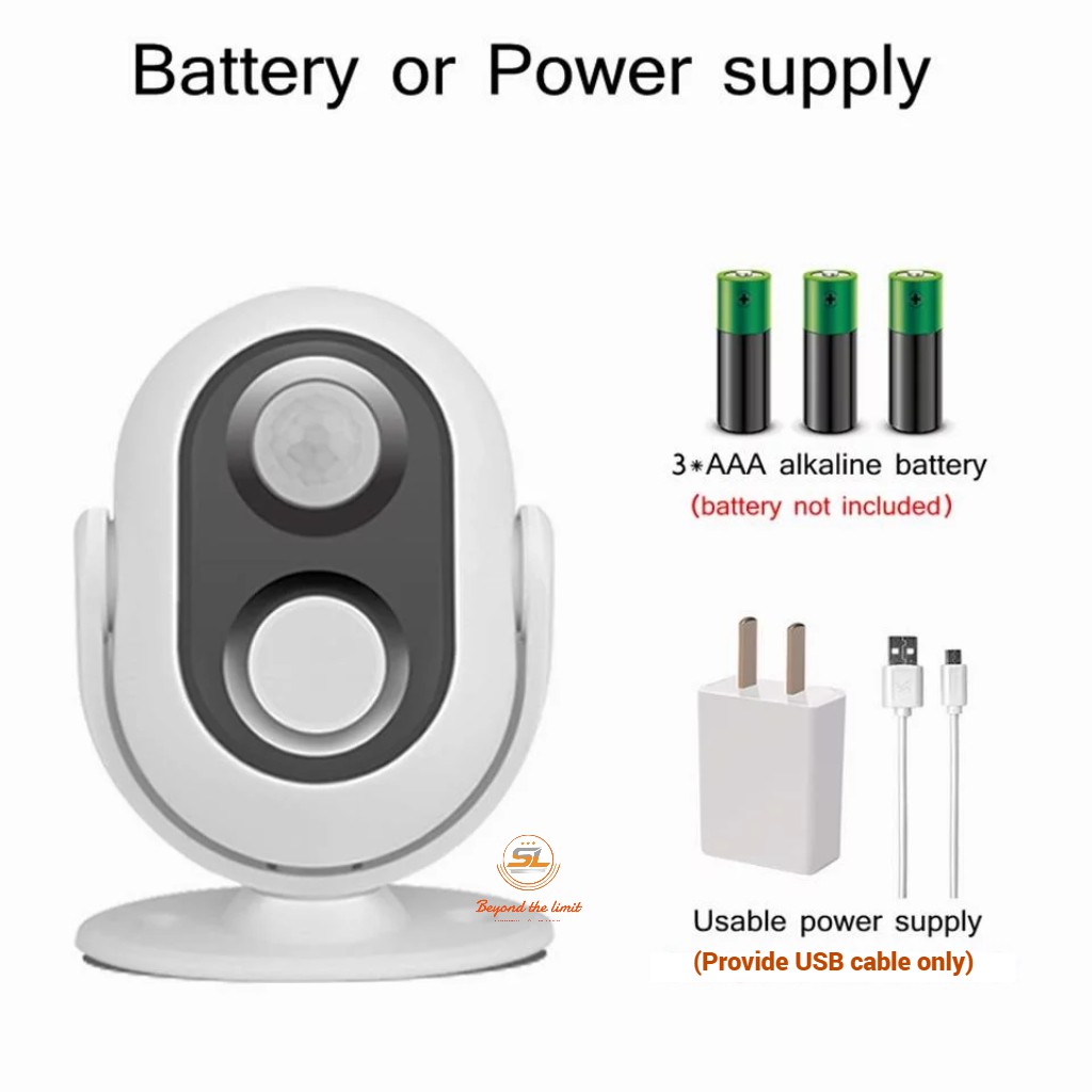 Wireless Doorbell Welcome IR Infrared Motion Sensor Battery USB Induction Visitor Hello Anti theft Alarm Emergency